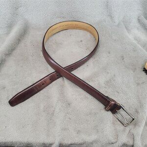 Cole Haan Belt Mens 32 Brown Genuine Leather Silver Buckle Classic Style